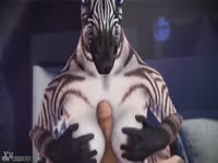 Busty furry zoo zebra riding a man's hard dick